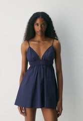 Encourage Poplin Mini Cami Dress - HARBOUR NAVY