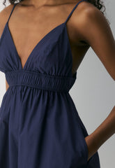 Encourage Poplin Mini Cami Dress - HARBOUR NAVY