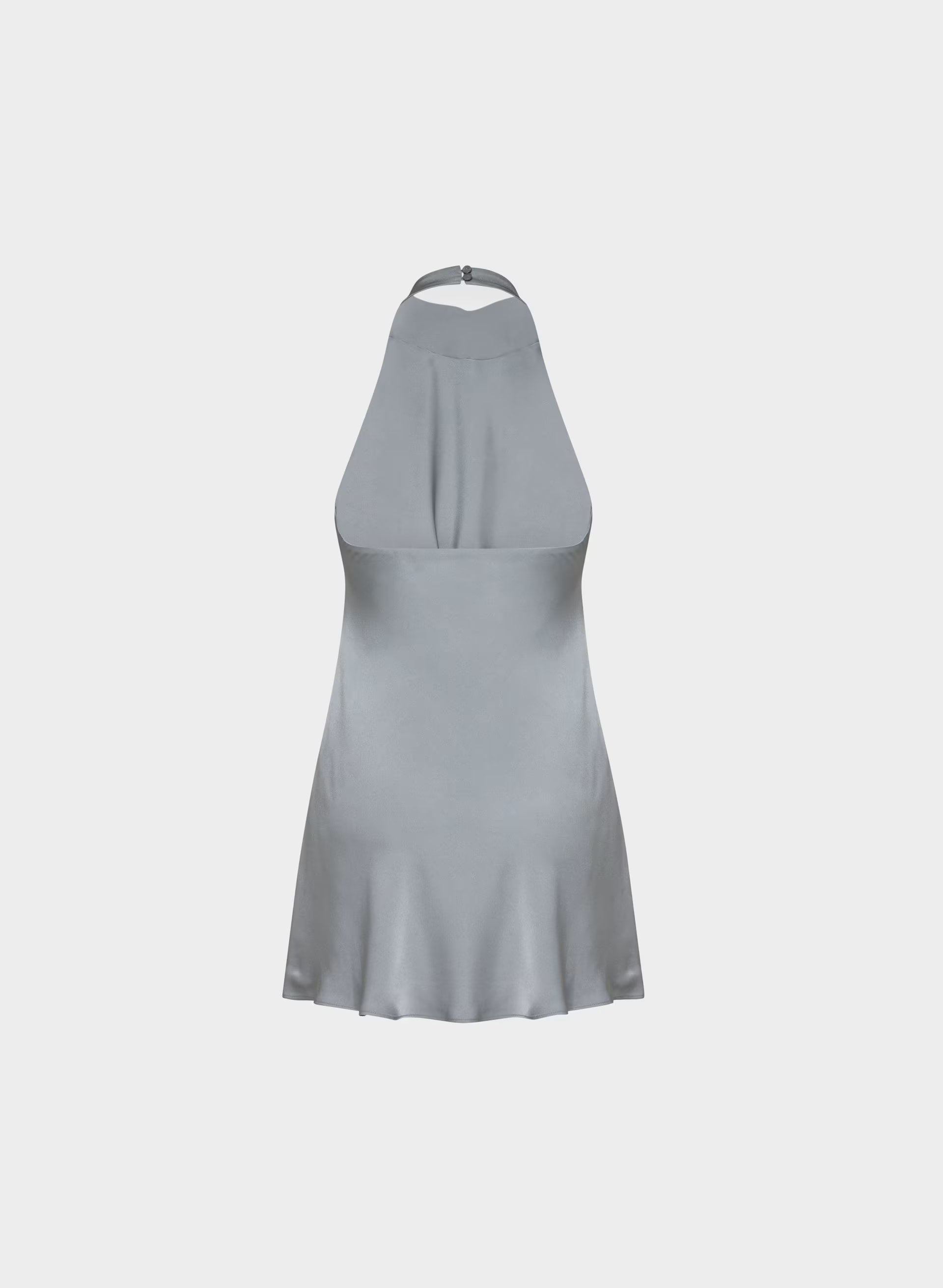 Audience Satin Mini Halter Dress - RIVERSTONE GREY