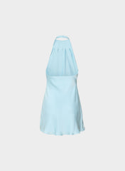 Audience Satin Mini Halter Dress - PANORAMA BLUE