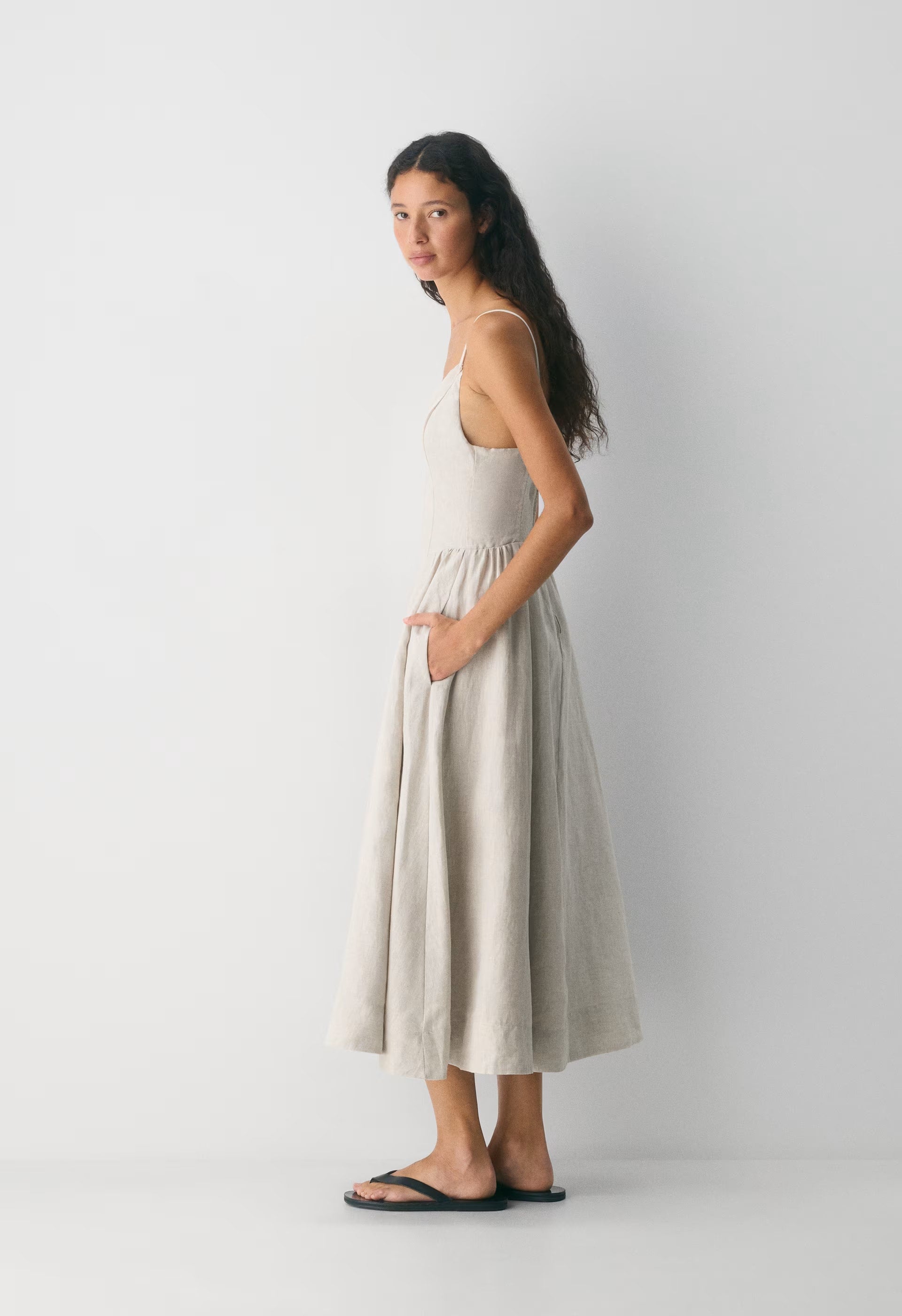 Technique Linen Dress - LIGHT BIRCH