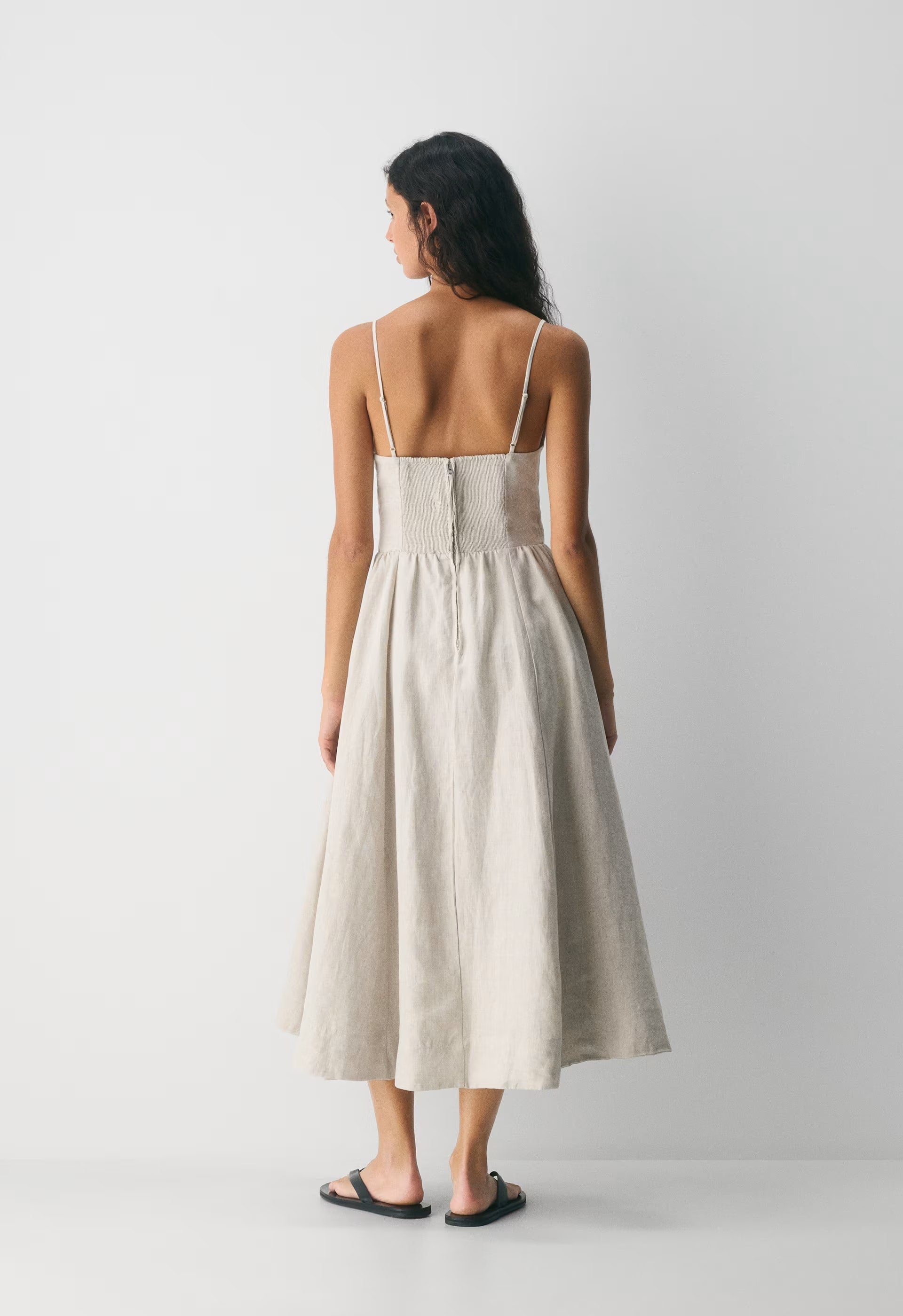 Technique Linen Dress - LIGHT BIRCH