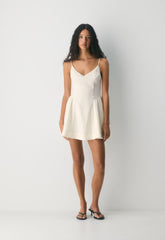 Technique Linen Mini Dress - LIGHT BIRCH
