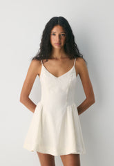 Technique Linen Mini Dress - LIGHT BIRCH