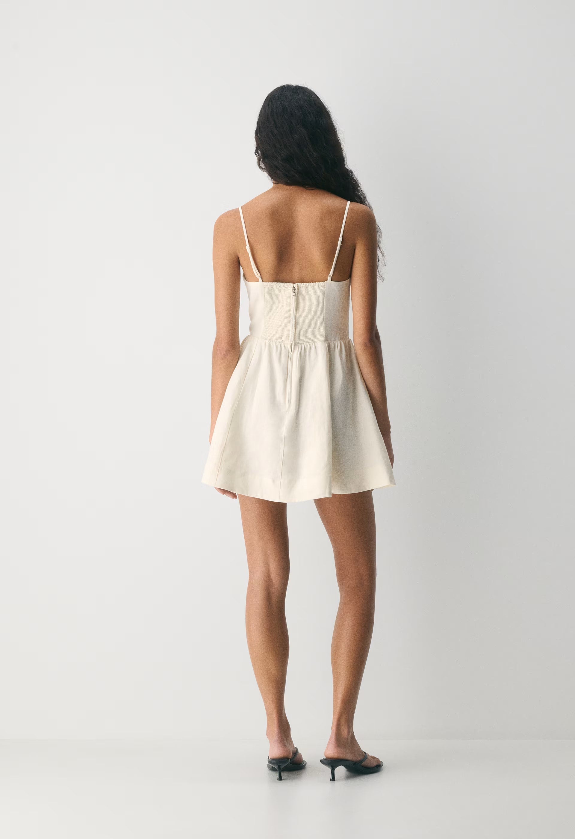 Technique Linen Mini Dress - LIGHT BIRCH