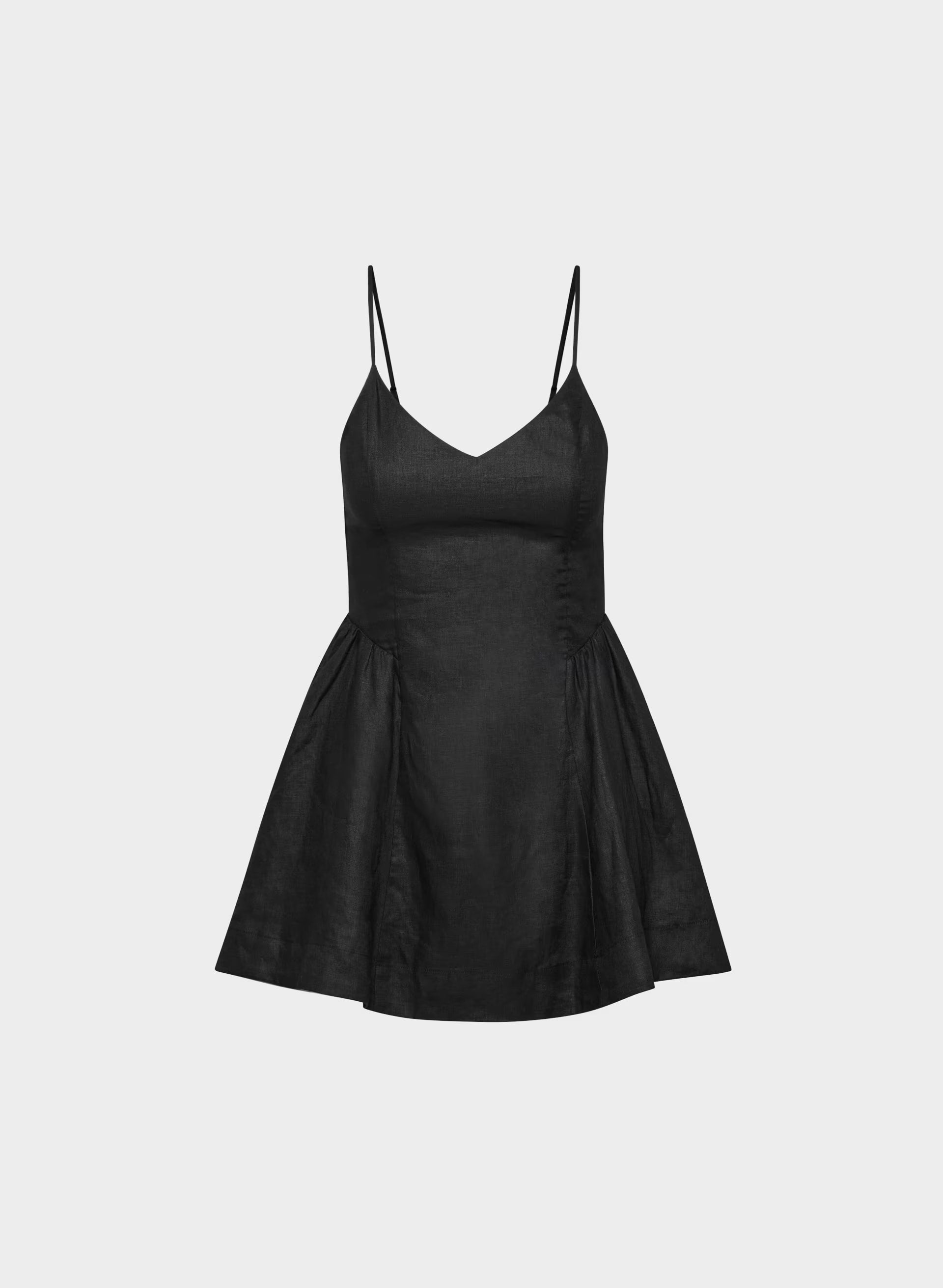Technique Linen Mini Dress - BLACK