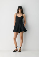 Technique Linen Mini Dress - BLACK