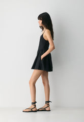 Technique Linen Mini Dress - BLACK