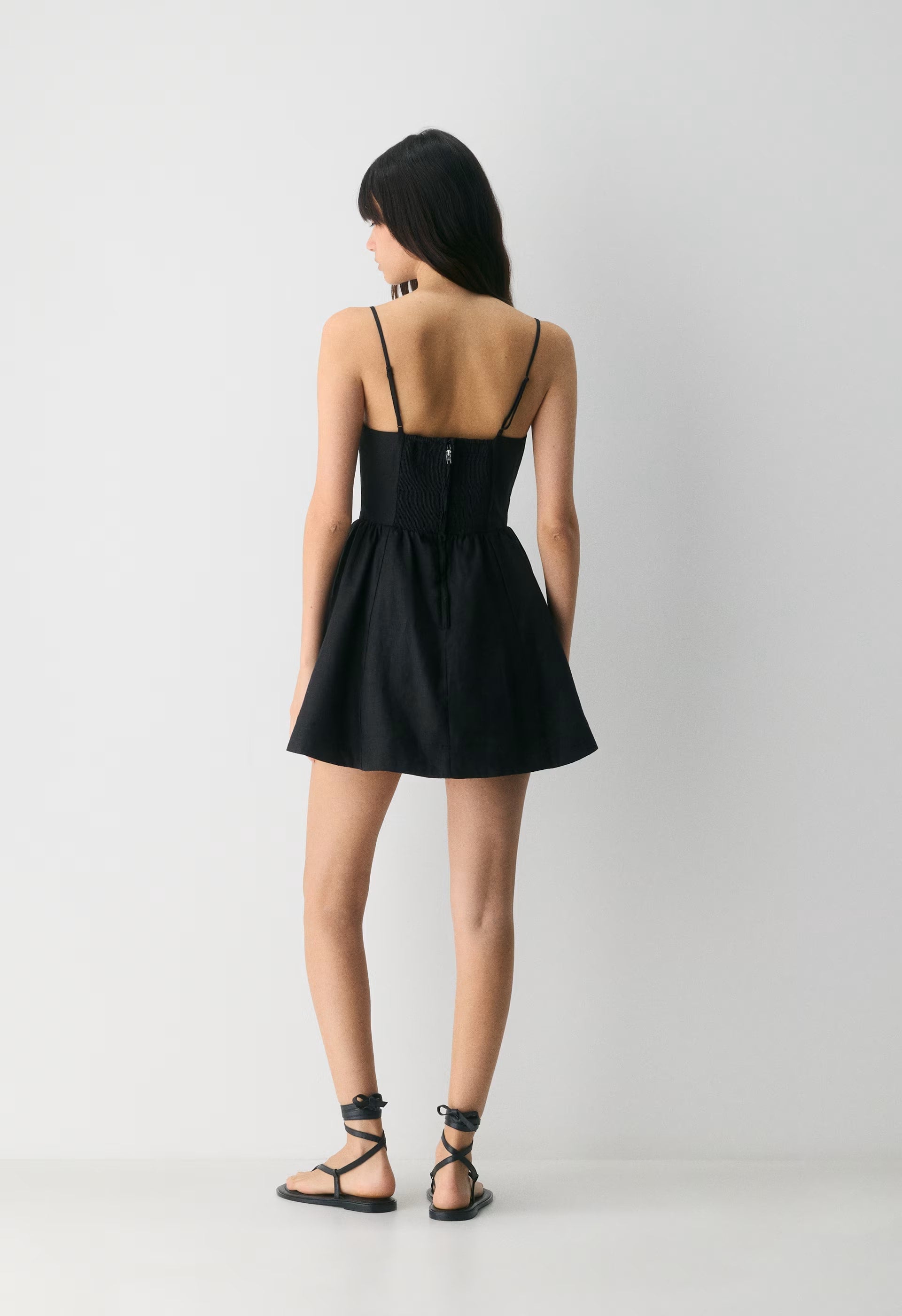 Technique Linen Mini Dress - BLACK