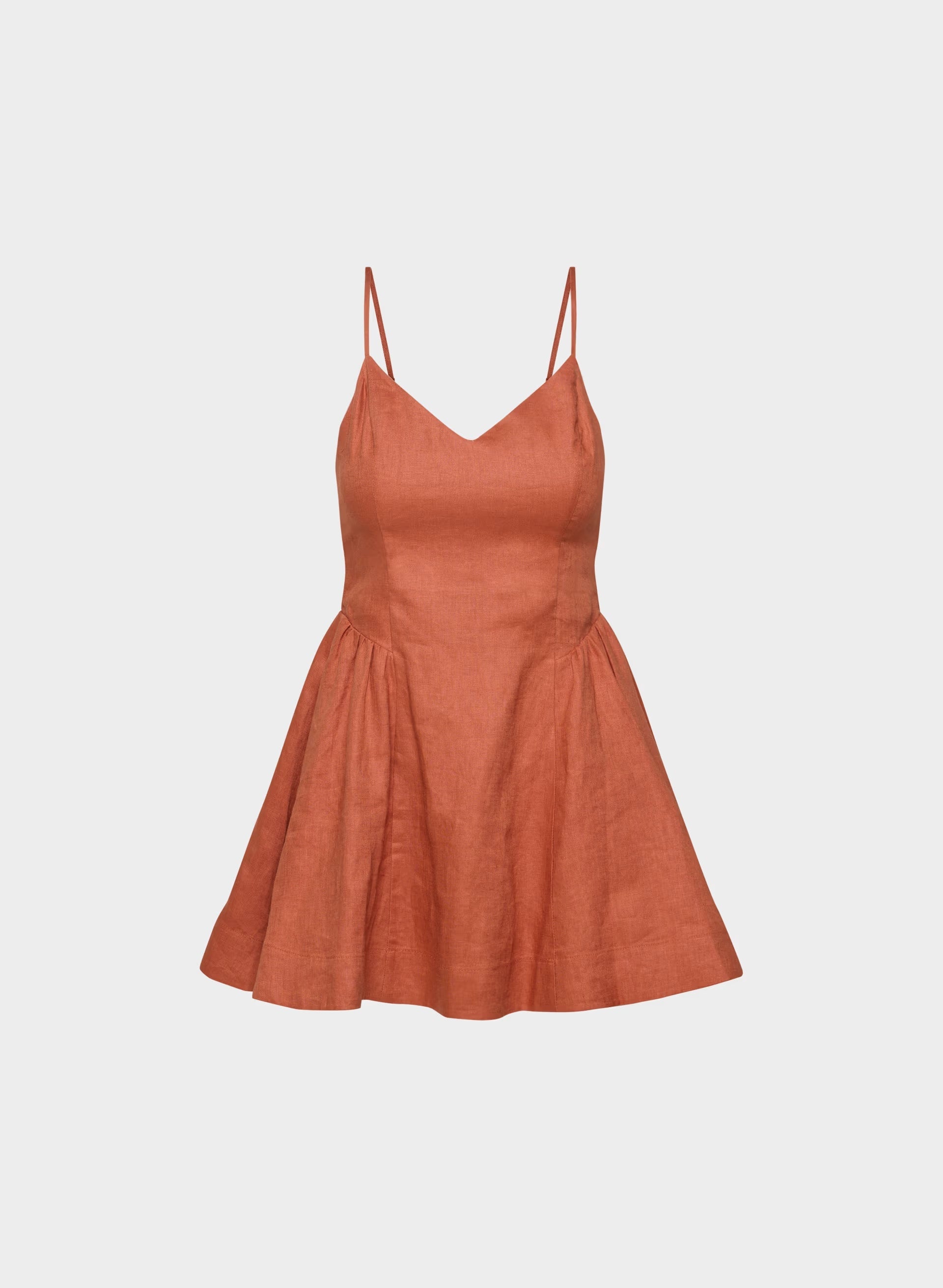 Technique Linen Mini Dress - MARINER TERRACOTTA