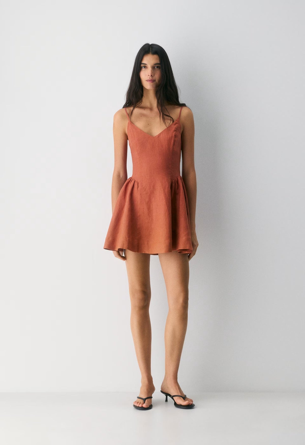 Technique Linen Mini Dress - MARINER TERRACOTTA