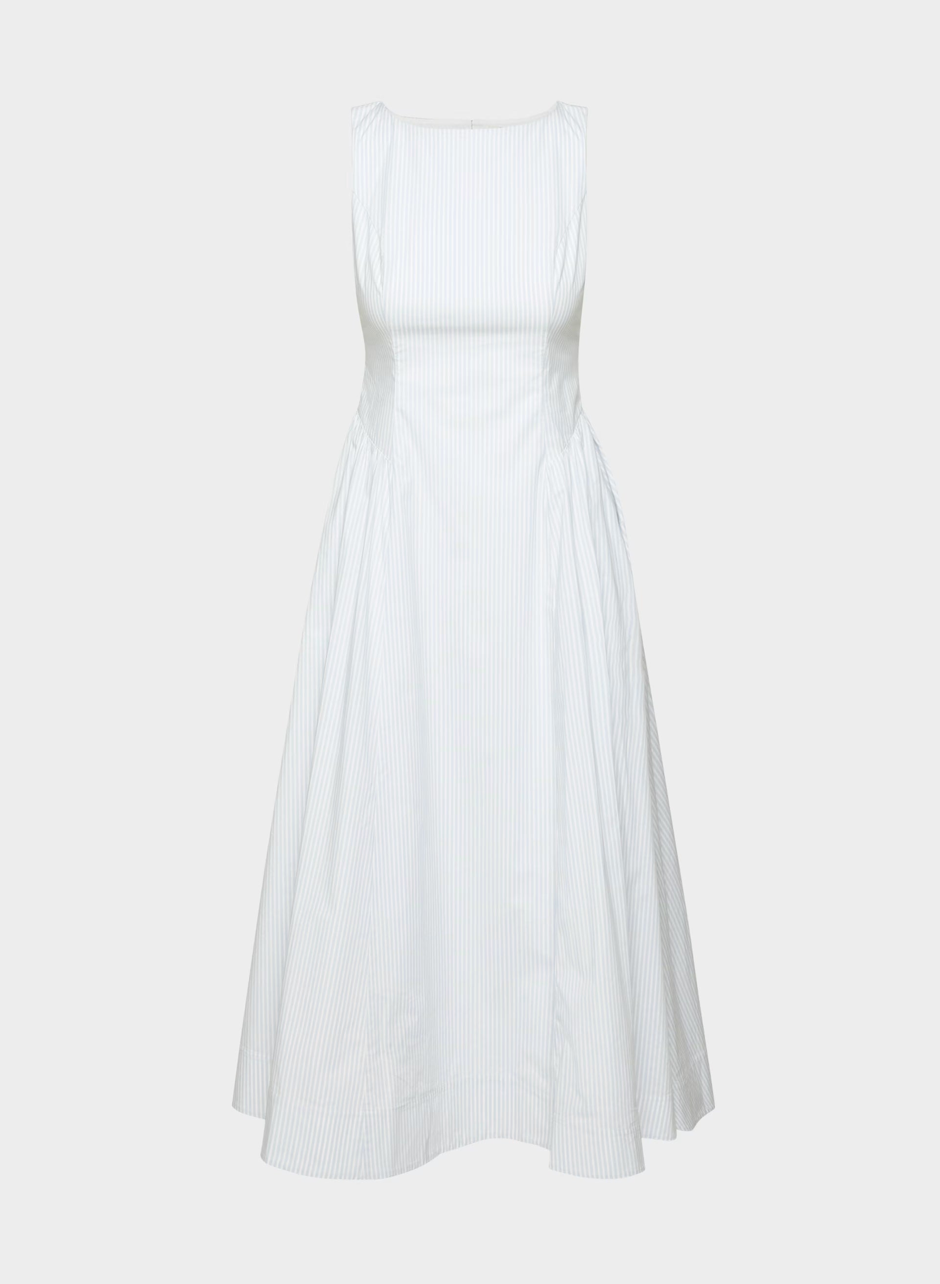 Tina Poplin Dress - CRMN STRP DEW BL/WHT