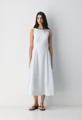 Tina Poplin Dress - CRMN STRP DEW BL/WHT