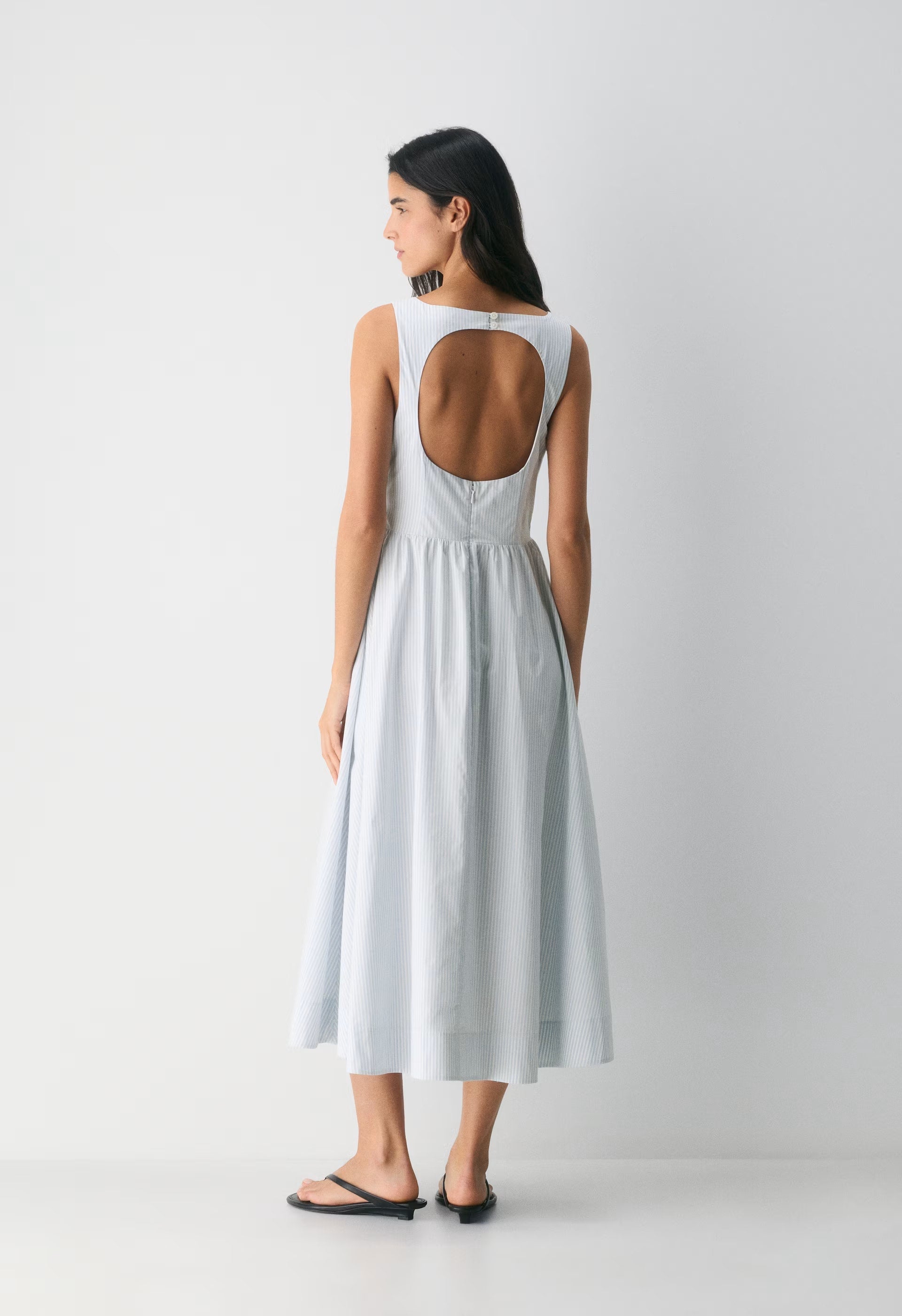 Tina Poplin Dress - CRMN STRP DEW BL/WHT