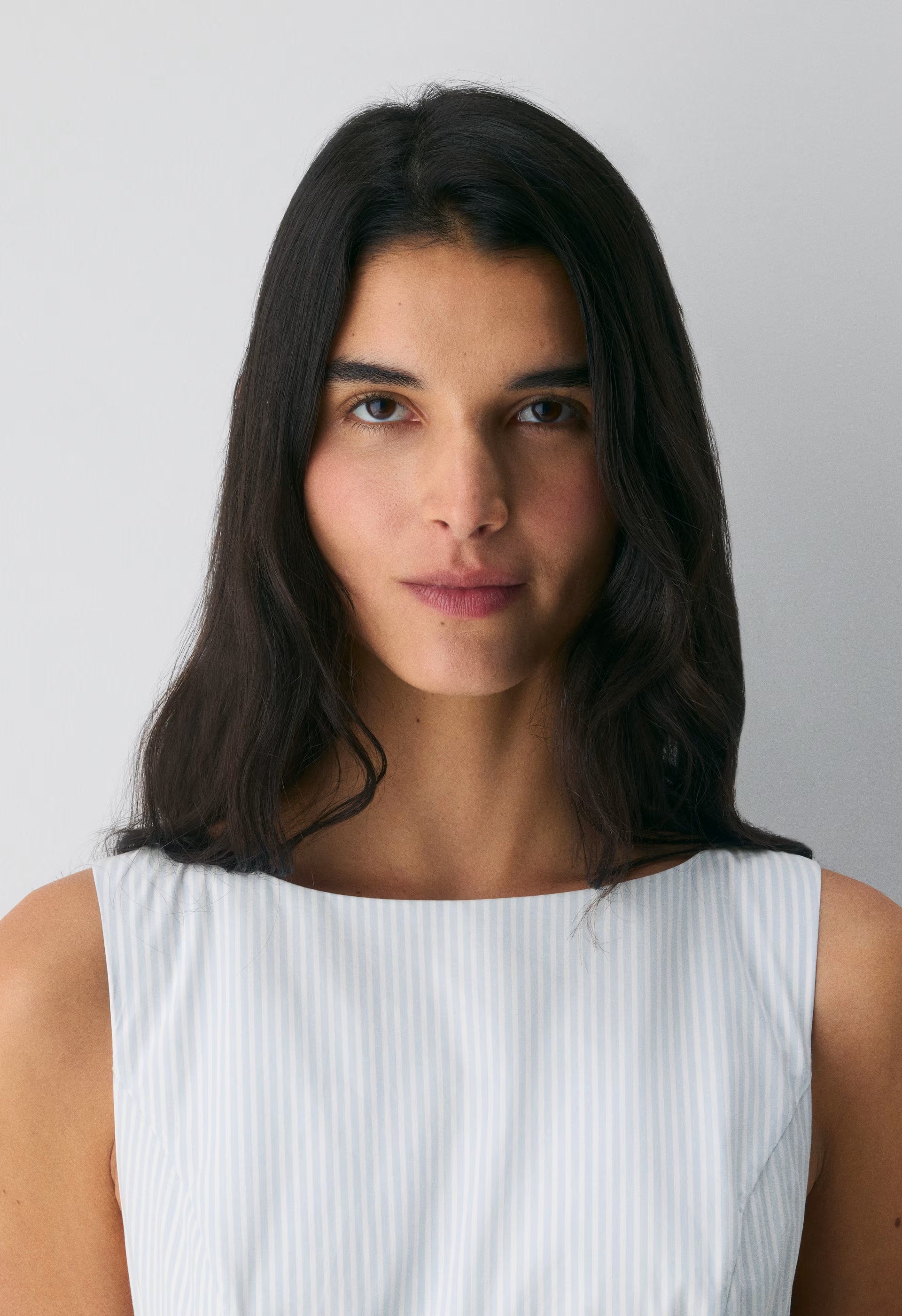 Tina Poplin Dress - CRMN STRP DEW BL/WHT