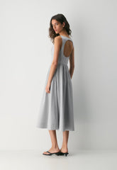 Tina Poplin Dress - INGRD STRP ADMRL/WHT