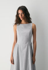 Tina Poplin Dress - INGRD STRP ADMRL/WHT