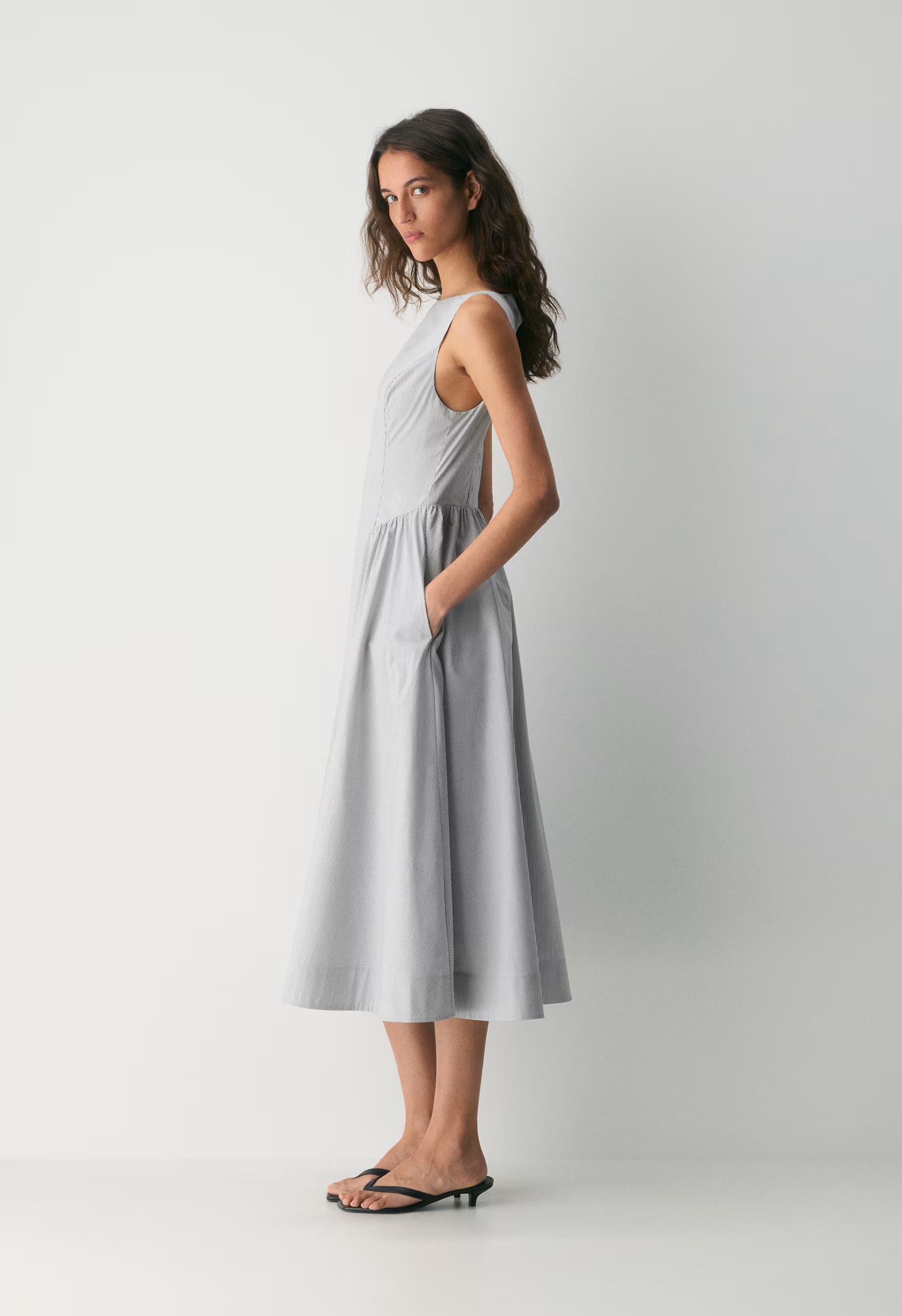 Tina Poplin Dress - INGRD STRP ADMRL/WHT