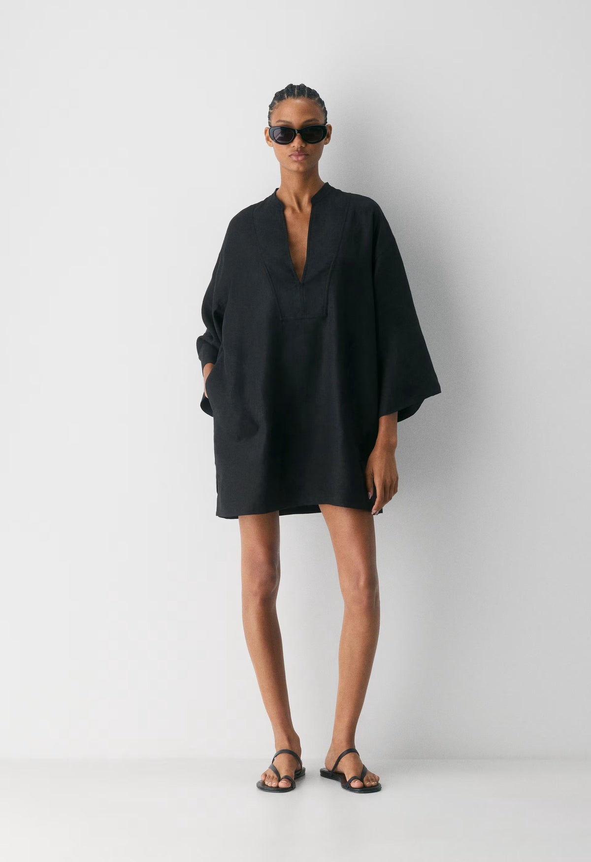 Amphora Linen Dress - BLACK
