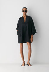 Amphora Linen Dress - BLACK