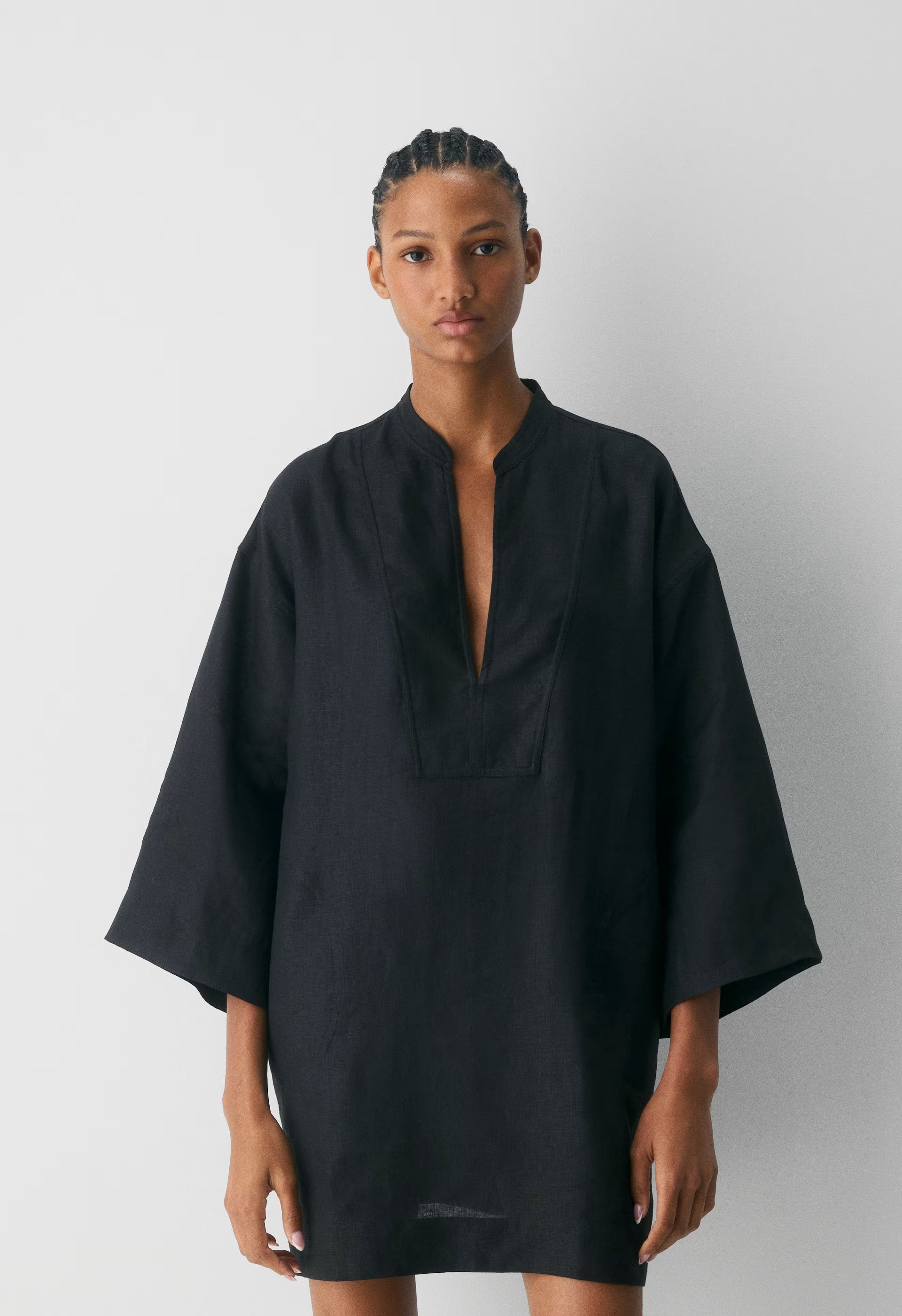 Amphora Linen Dress - BLACK