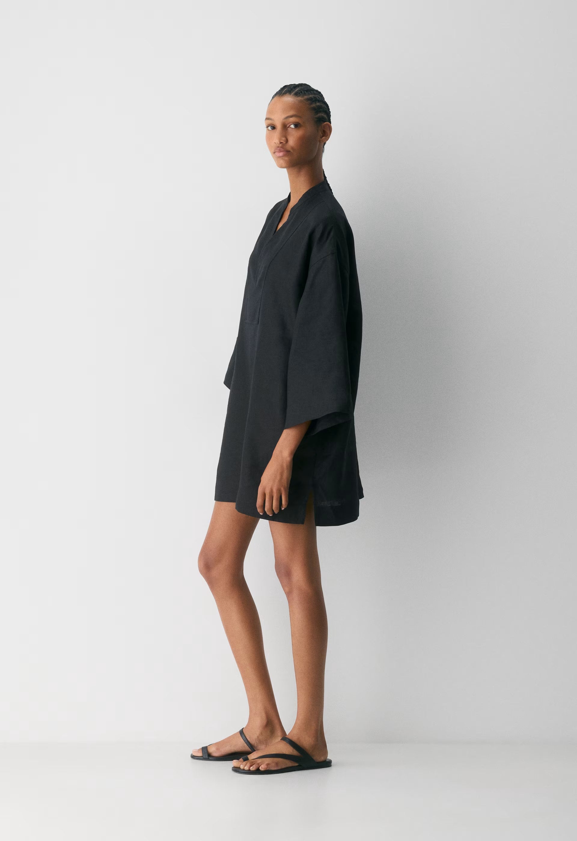 Amphora Linen Dress - BLACK