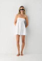 Manuella Linen Dress - WHITE