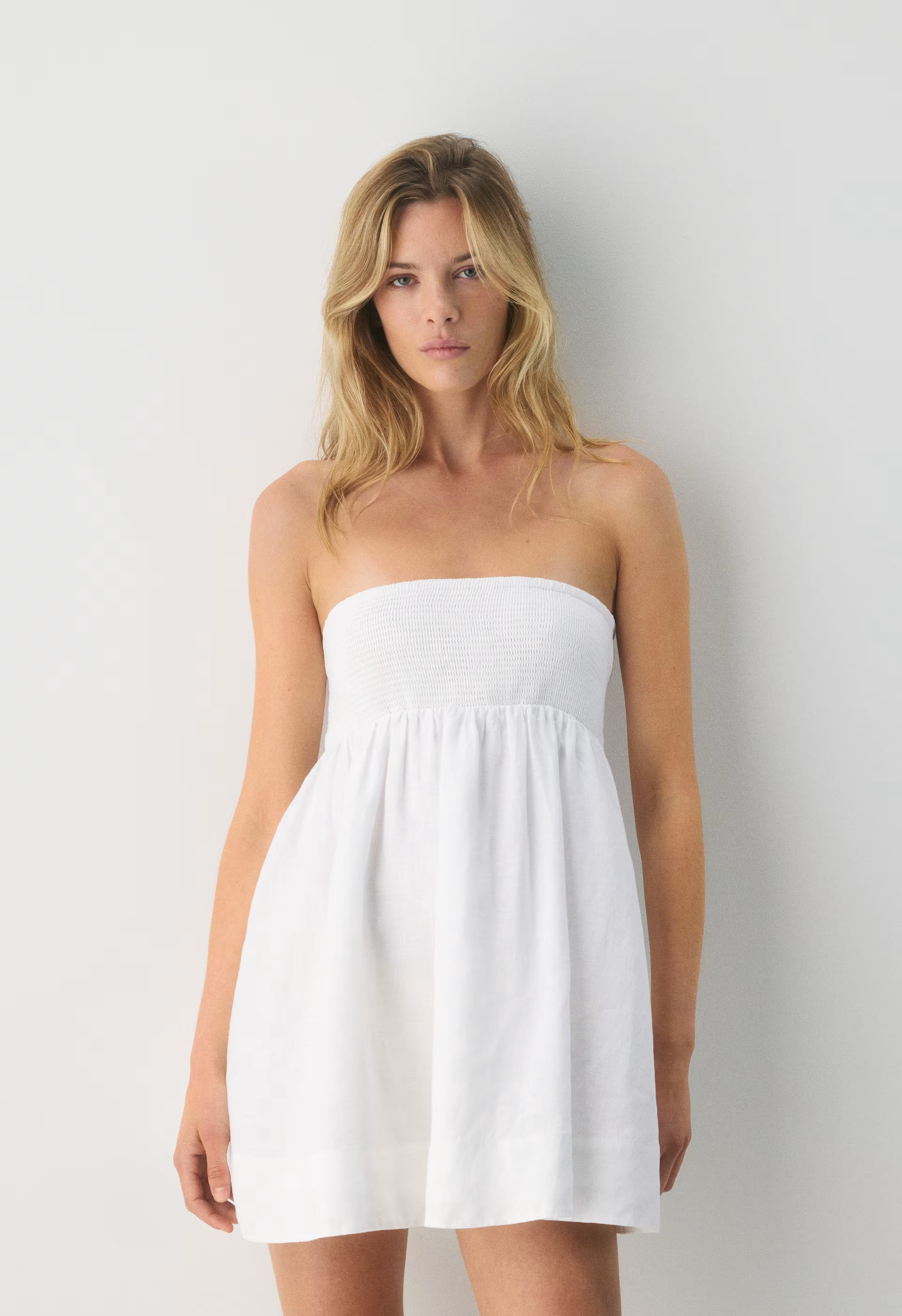 Manuella Linen Dress - WHITE