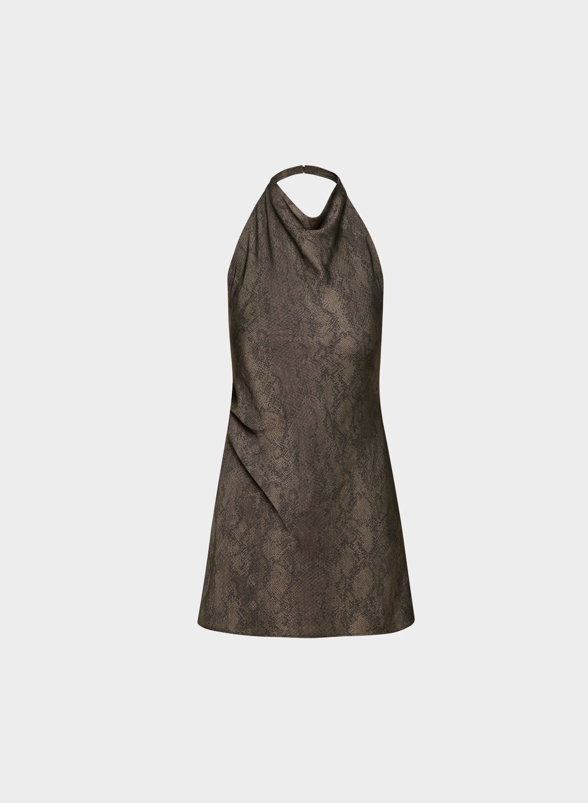 Audience Satin Mini Halter Dress - RICH MOCHA BRN/ TONAL