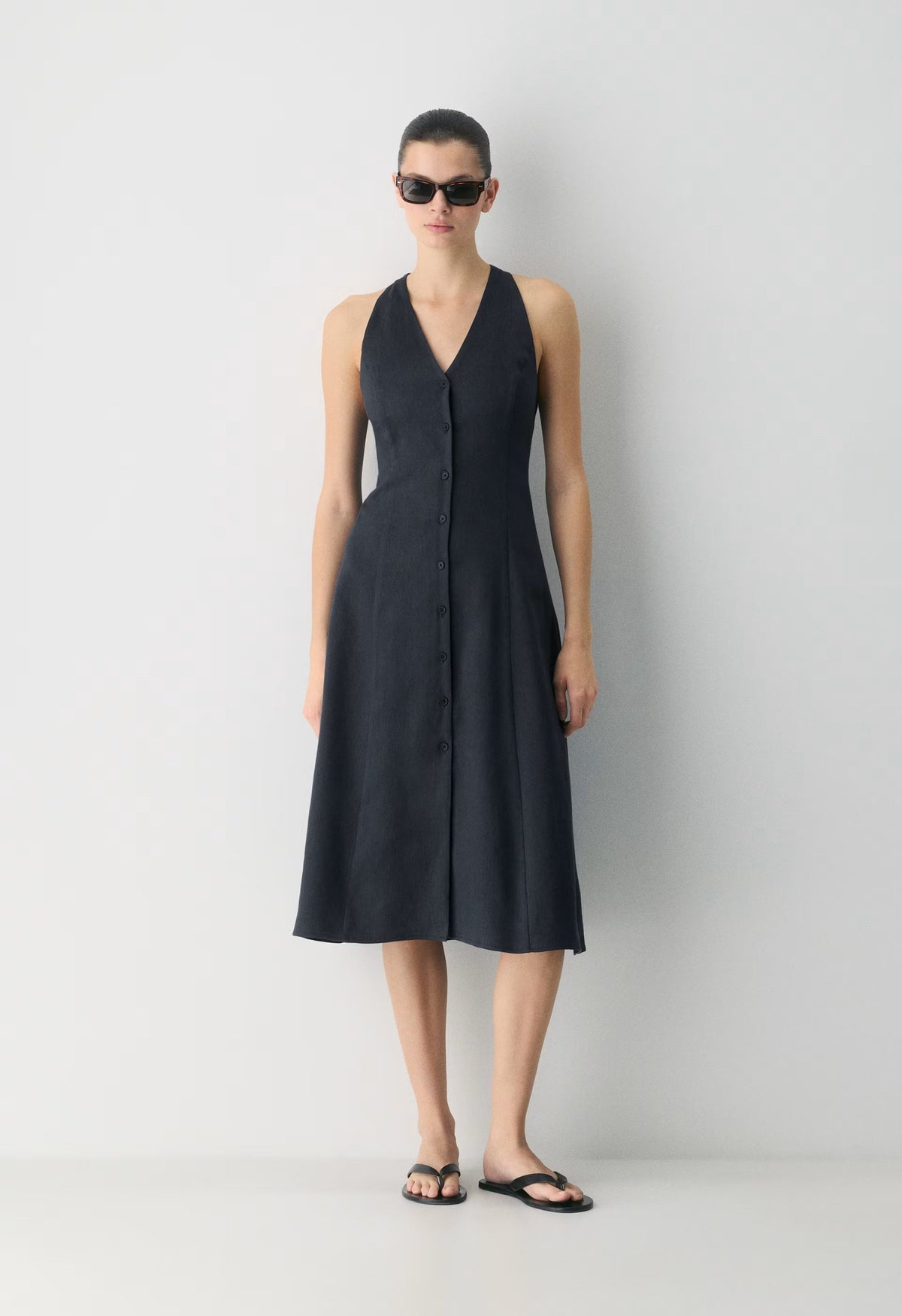 Ventura Linen Halter Dress - ADMIRAL