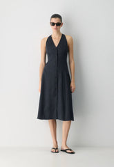 Ventura Linen Halter Dress - ADMIRAL