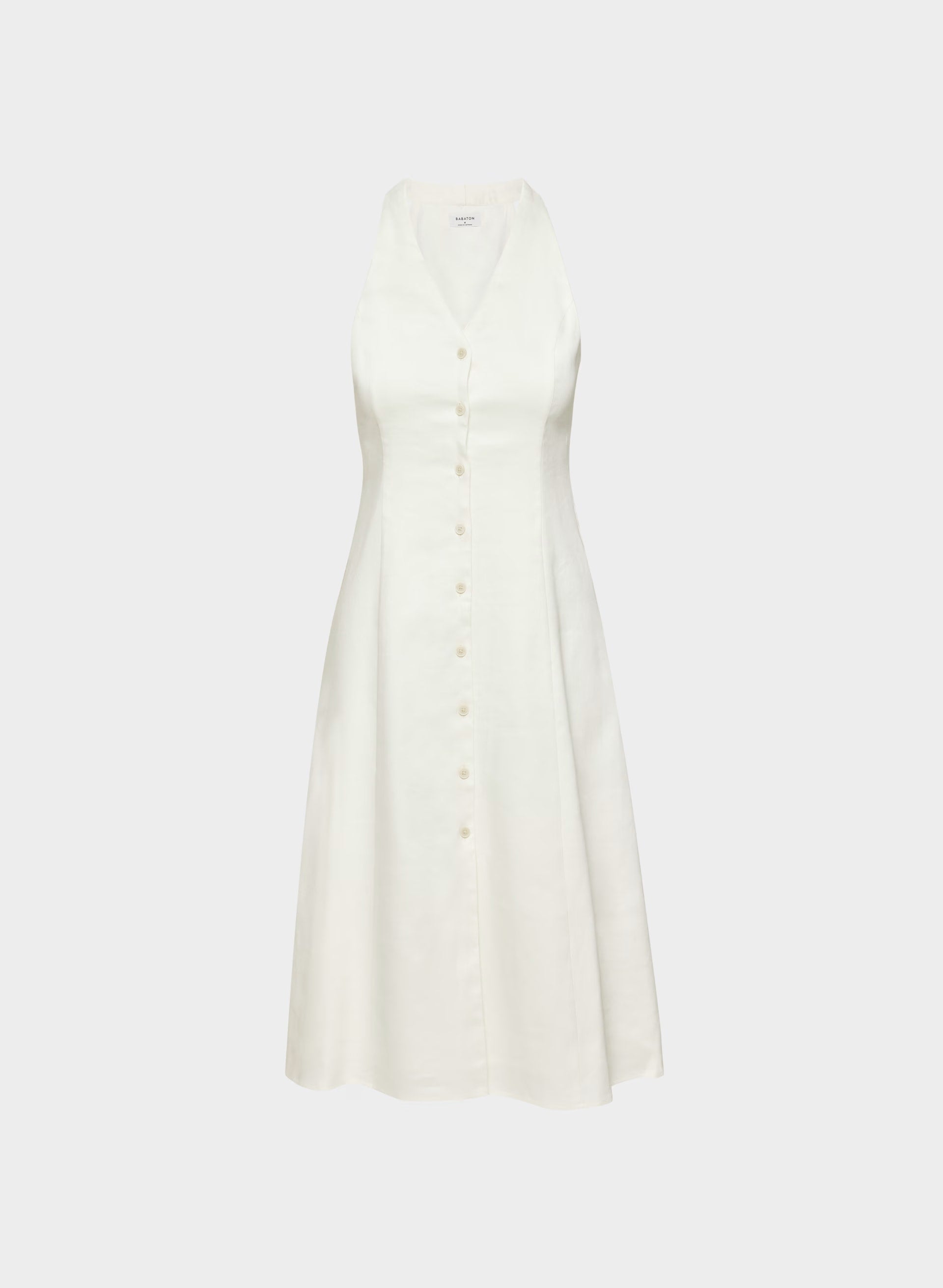 Ventura Linen Halter Dress - LIGHT BIRCH