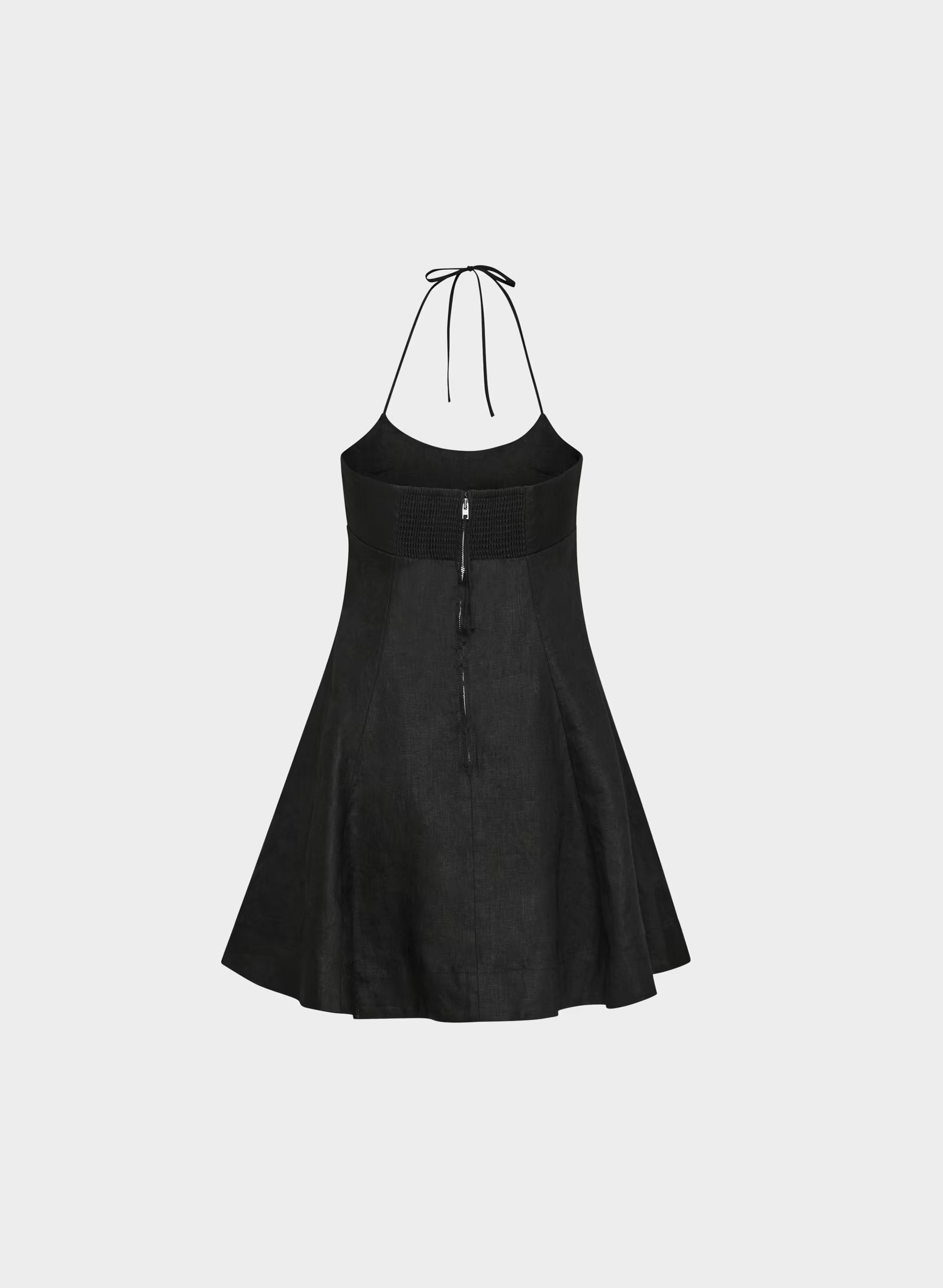 Abundance Linen Halter Dress - BLACK