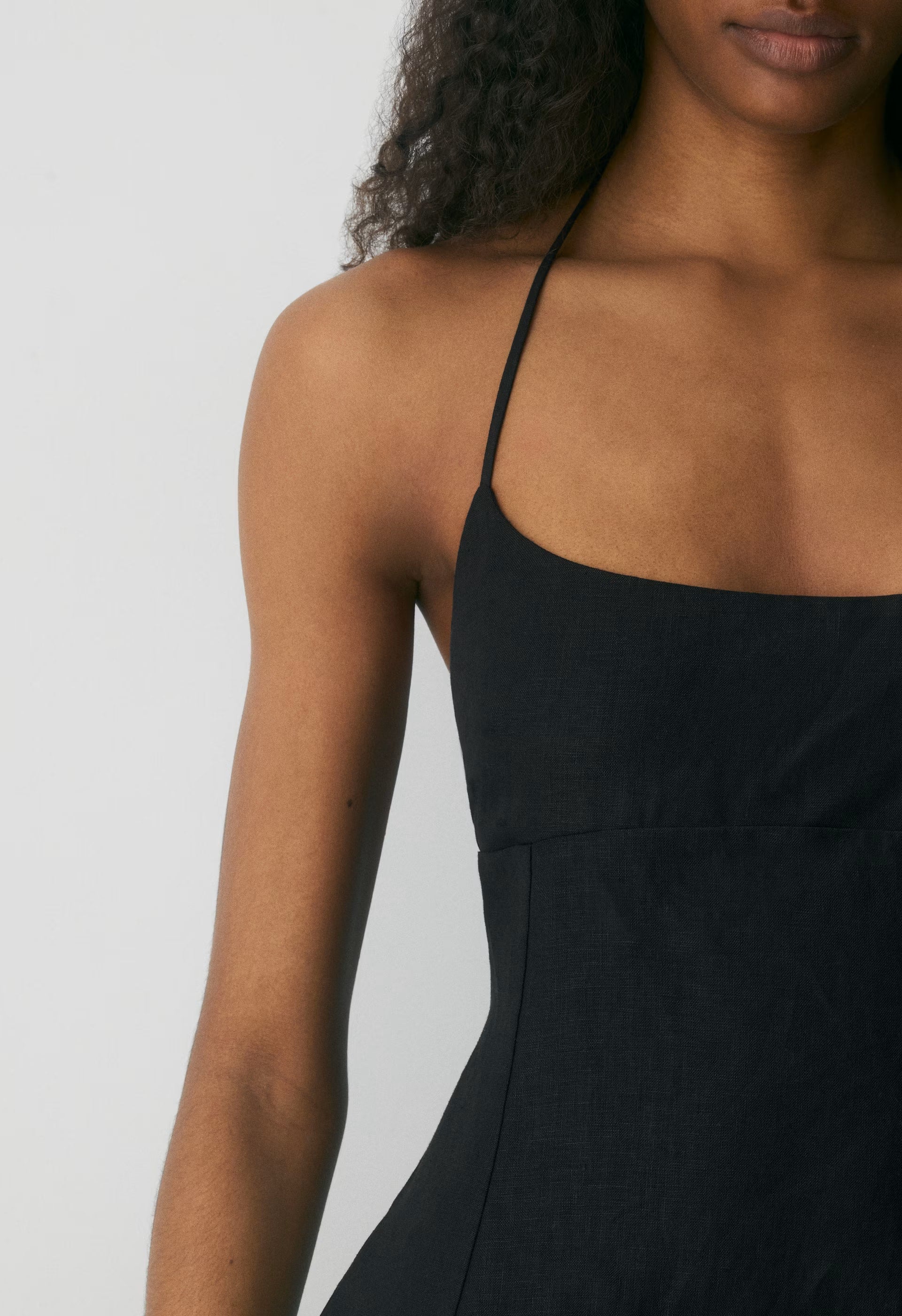 Abundance Linen Halter Dress - BLACK