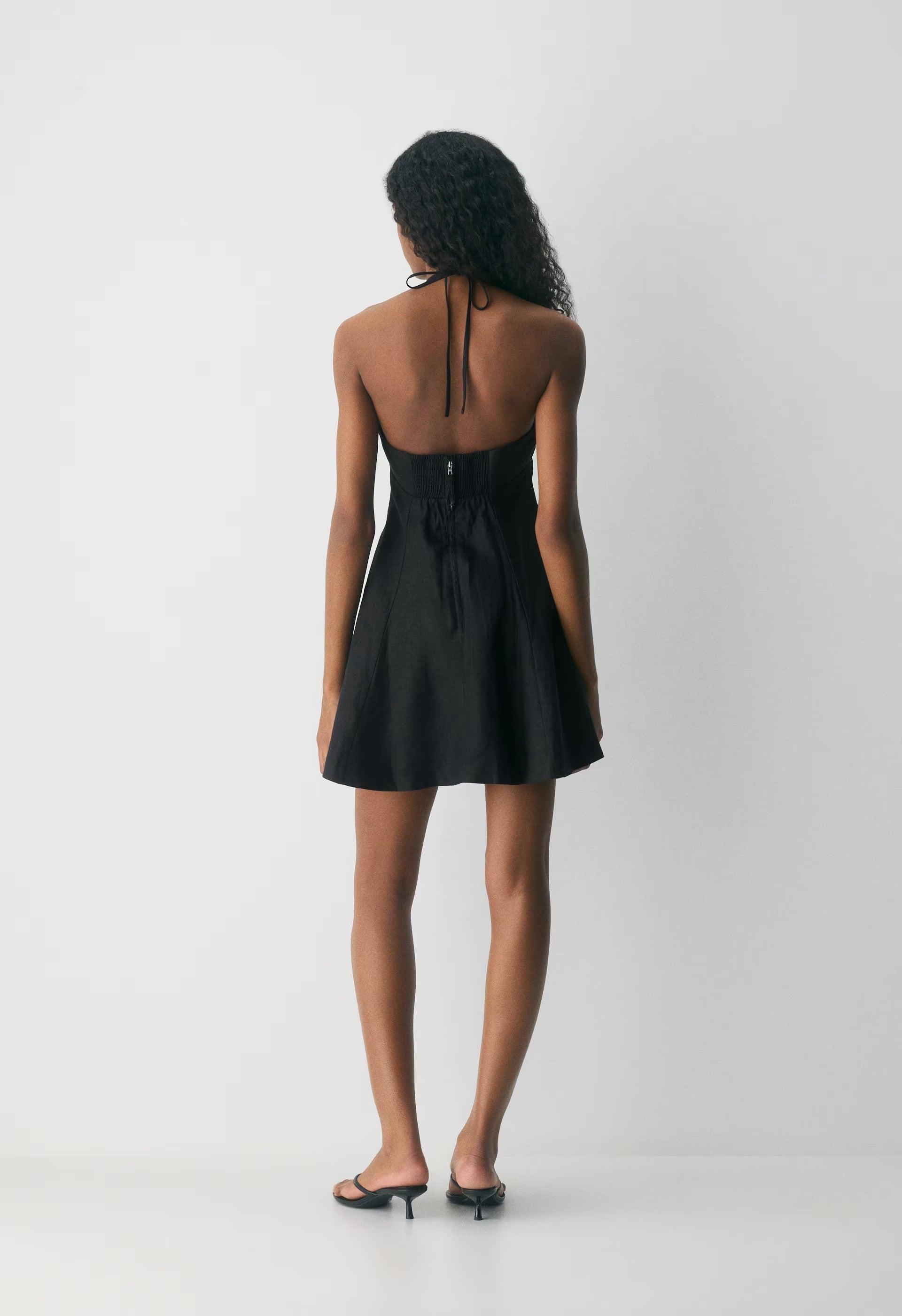 Abundance Linen Halter Dress - BLACK