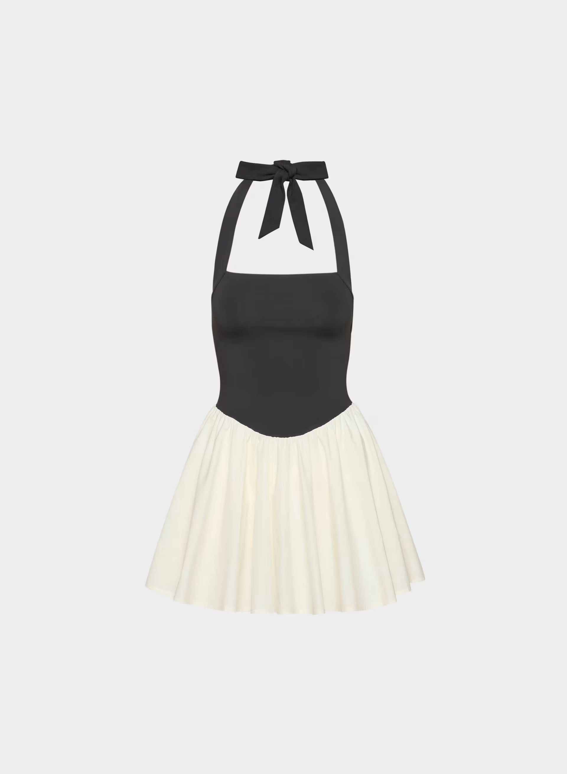 Courtyard Poplin Dress - LIGHT BIRCH/BLACK