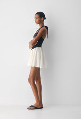 Courtyard Poplin Dress - LIGHT BIRCH/BLACK