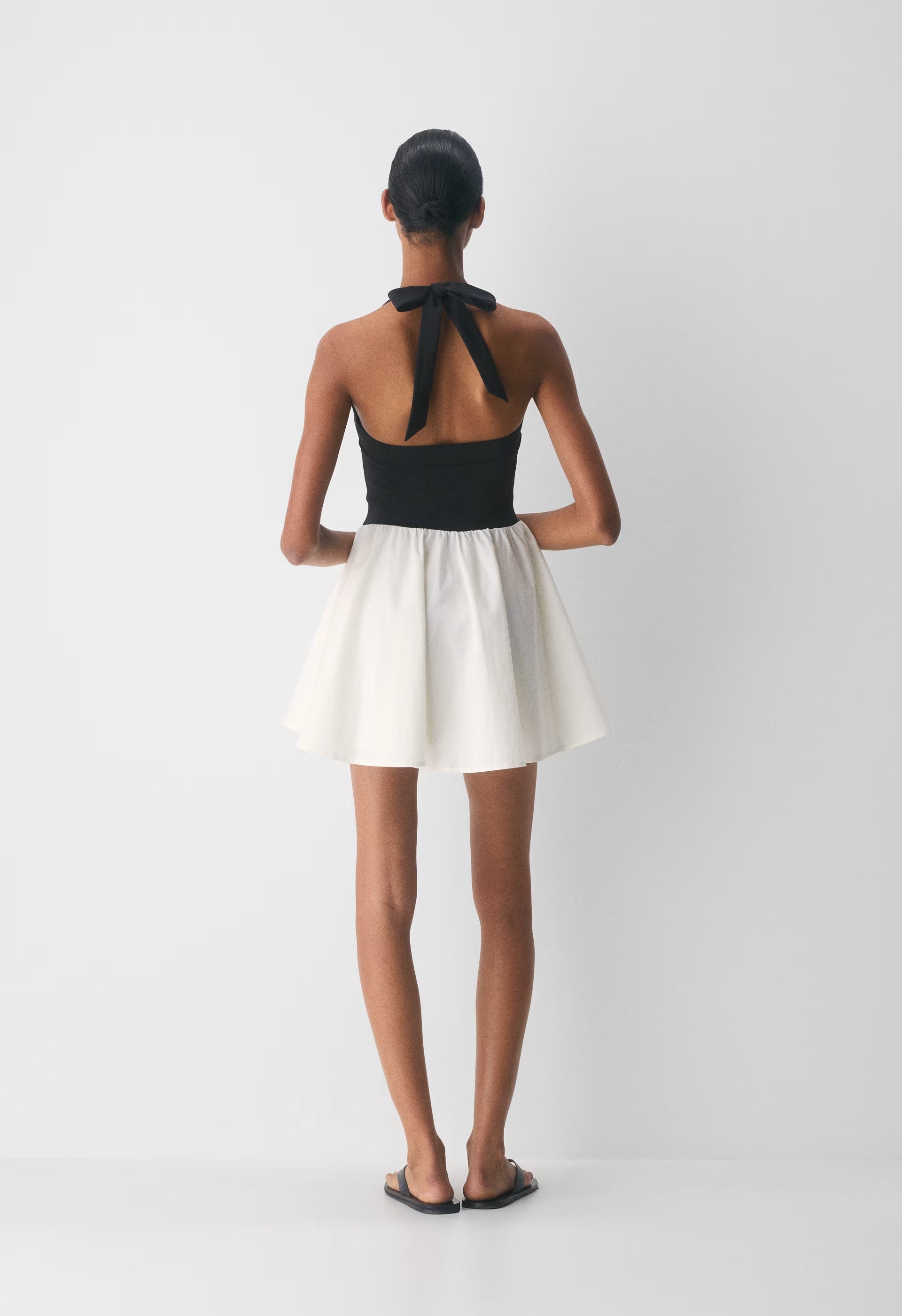 Courtyard Poplin Dress - LIGHT BIRCH/BLACK