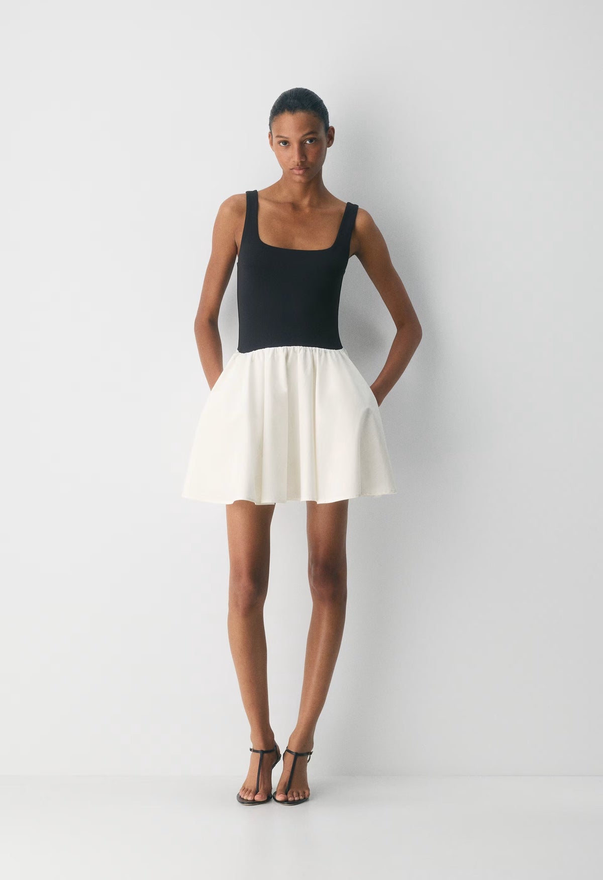 Revive Poplin Mini Dress - LIGHT BIRCH/BLACK