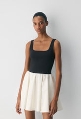 Revive Poplin Mini Dress - LIGHT BIRCH/BLACK