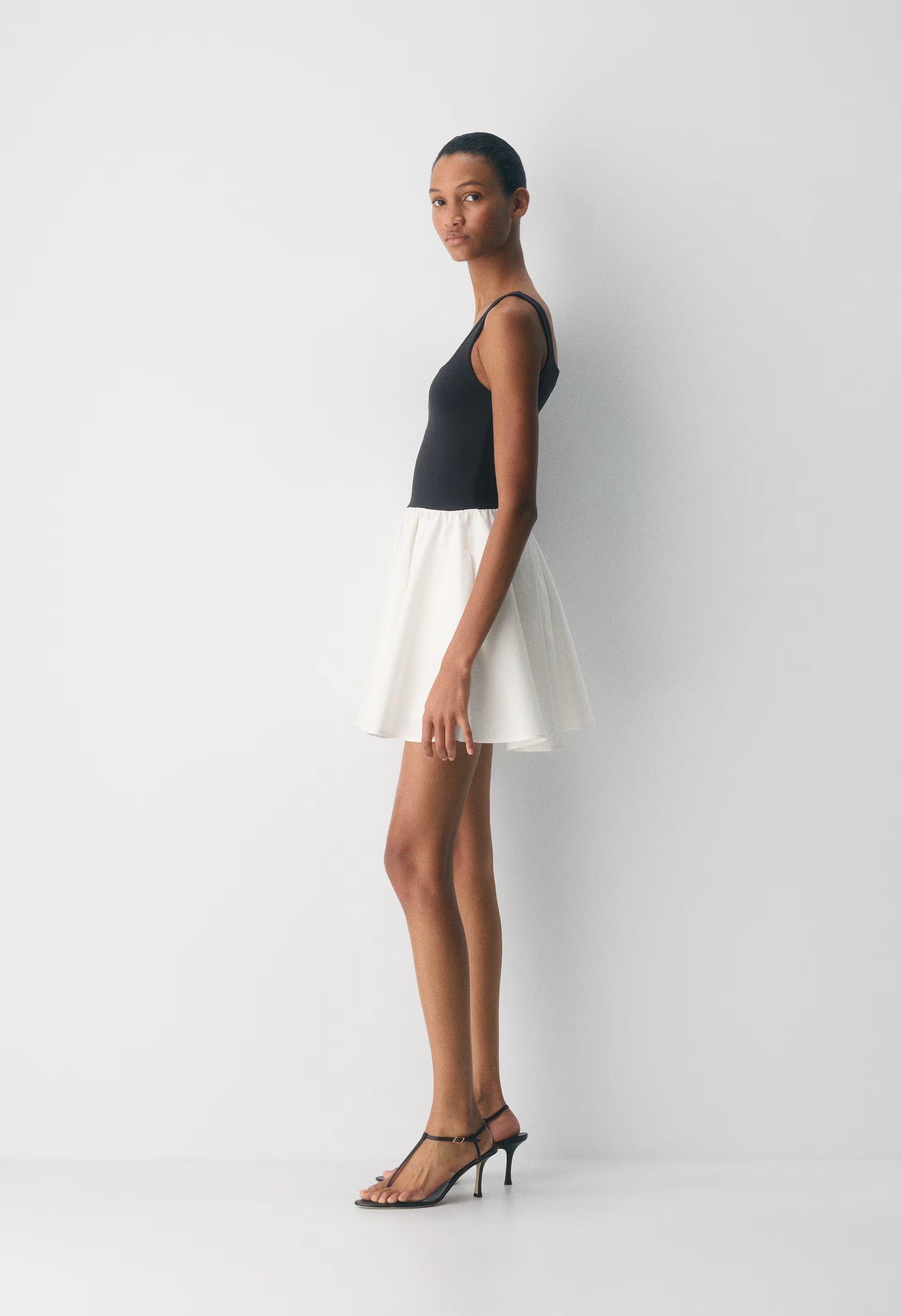 Revive Poplin Mini Dress - LIGHT BIRCH/BLACK