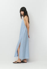 Sunpost Linen Halter Dress - MITCHELL ST CNFWR B/W