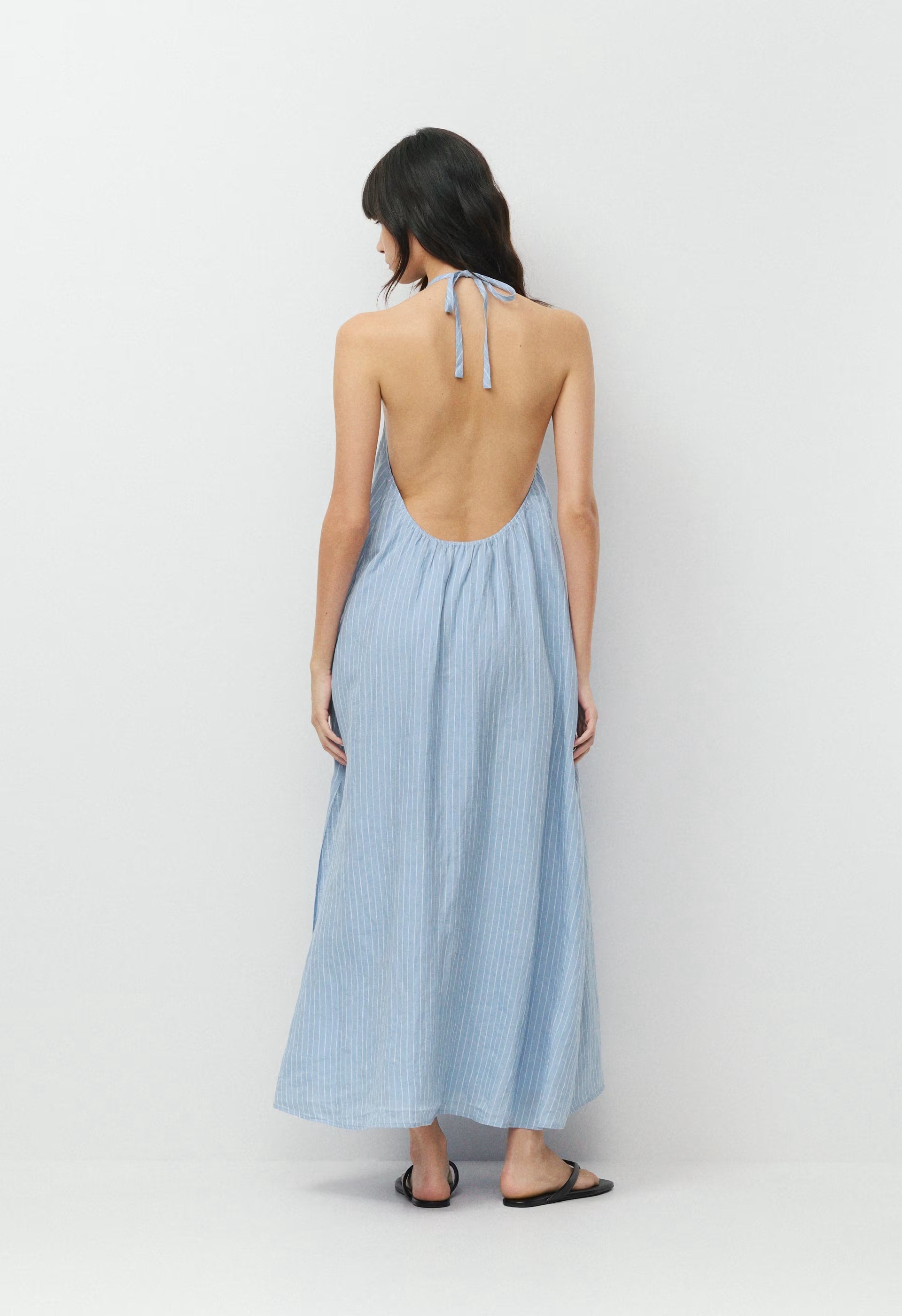 Sunpost Linen Halter Dress - MITCHELL ST CNFWR B/W