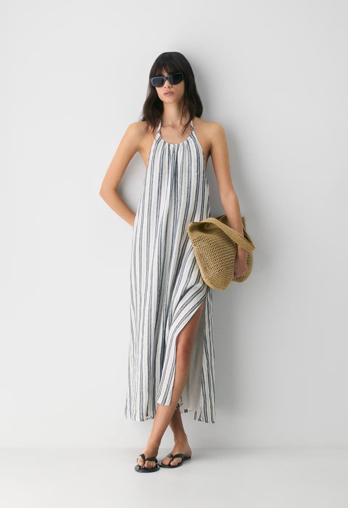 Sunpost Linen Halter Dress - LS STRP OK/ADMRL