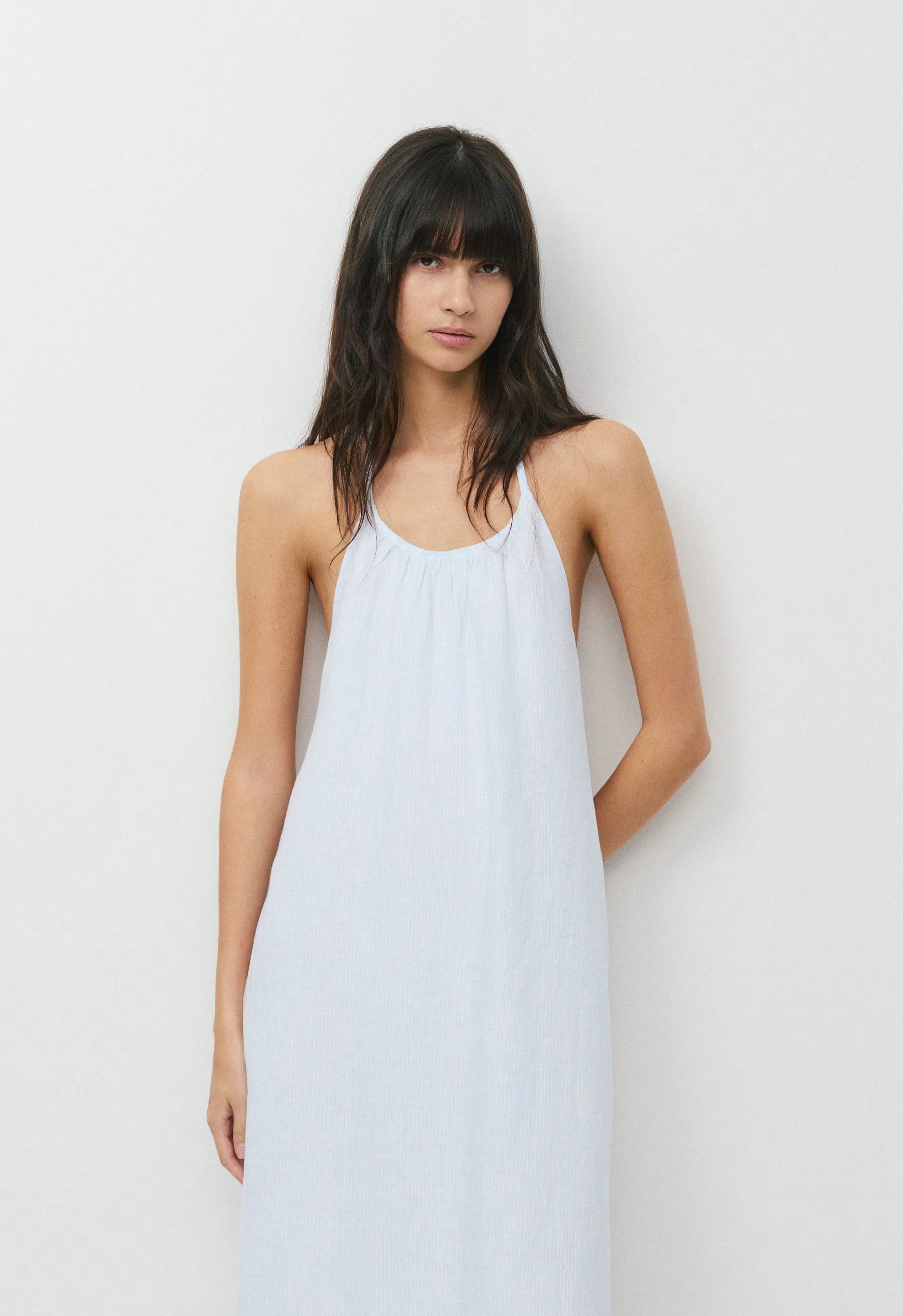 Sunpost Linen Halter Dress - VLABLU/BRGTWHT