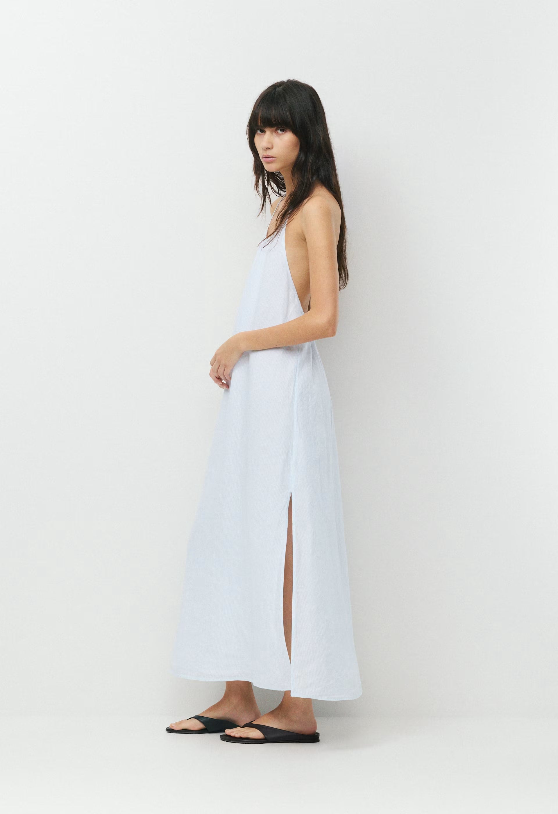 Sunpost Linen Halter Dress - VLABLU/BRGTWHT