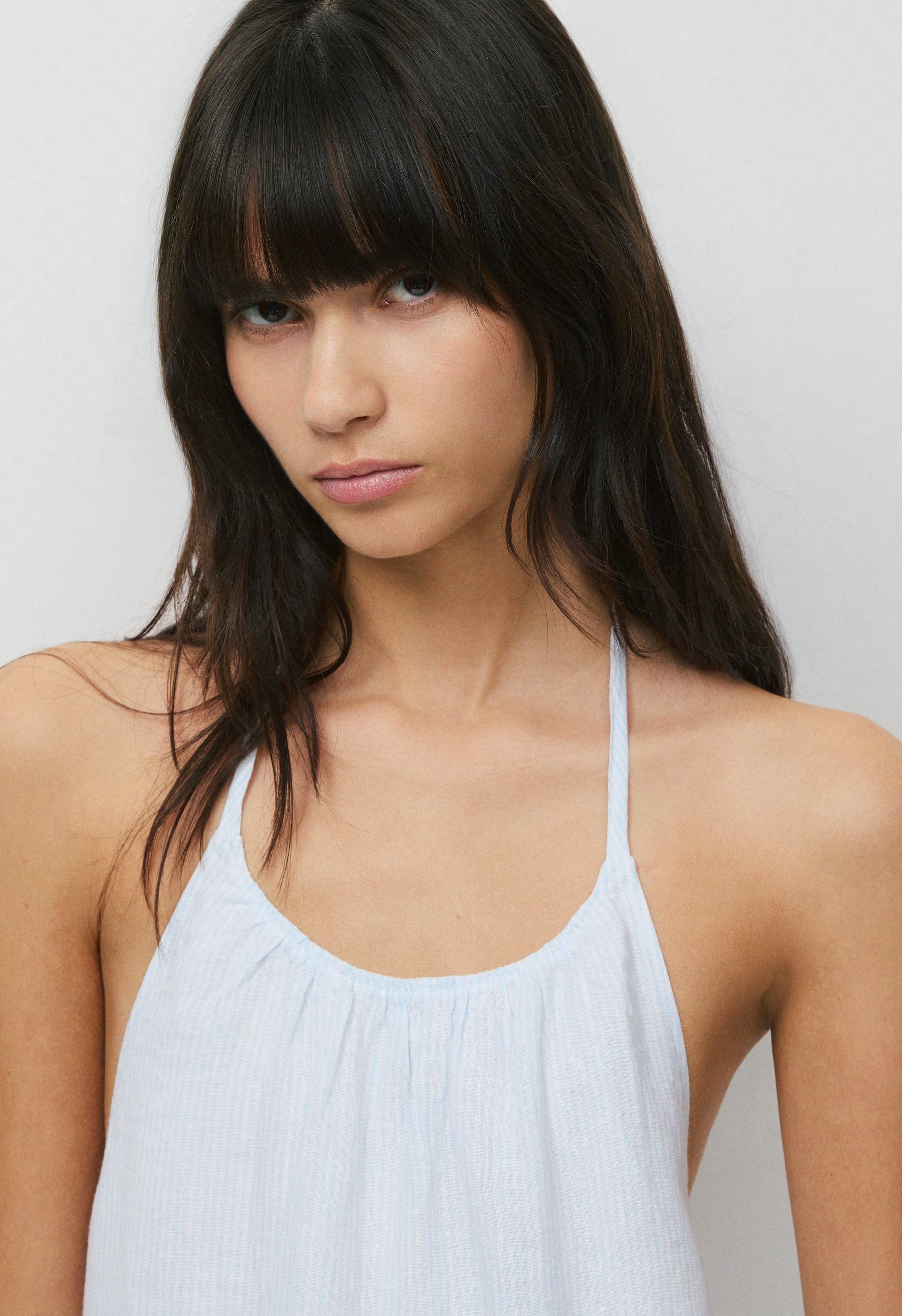 Sunpost Linen Halter Dress - VLABLU/BRGTWHT