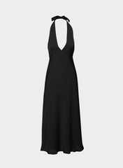 Nightscape Satin Halter Dress - BLACK