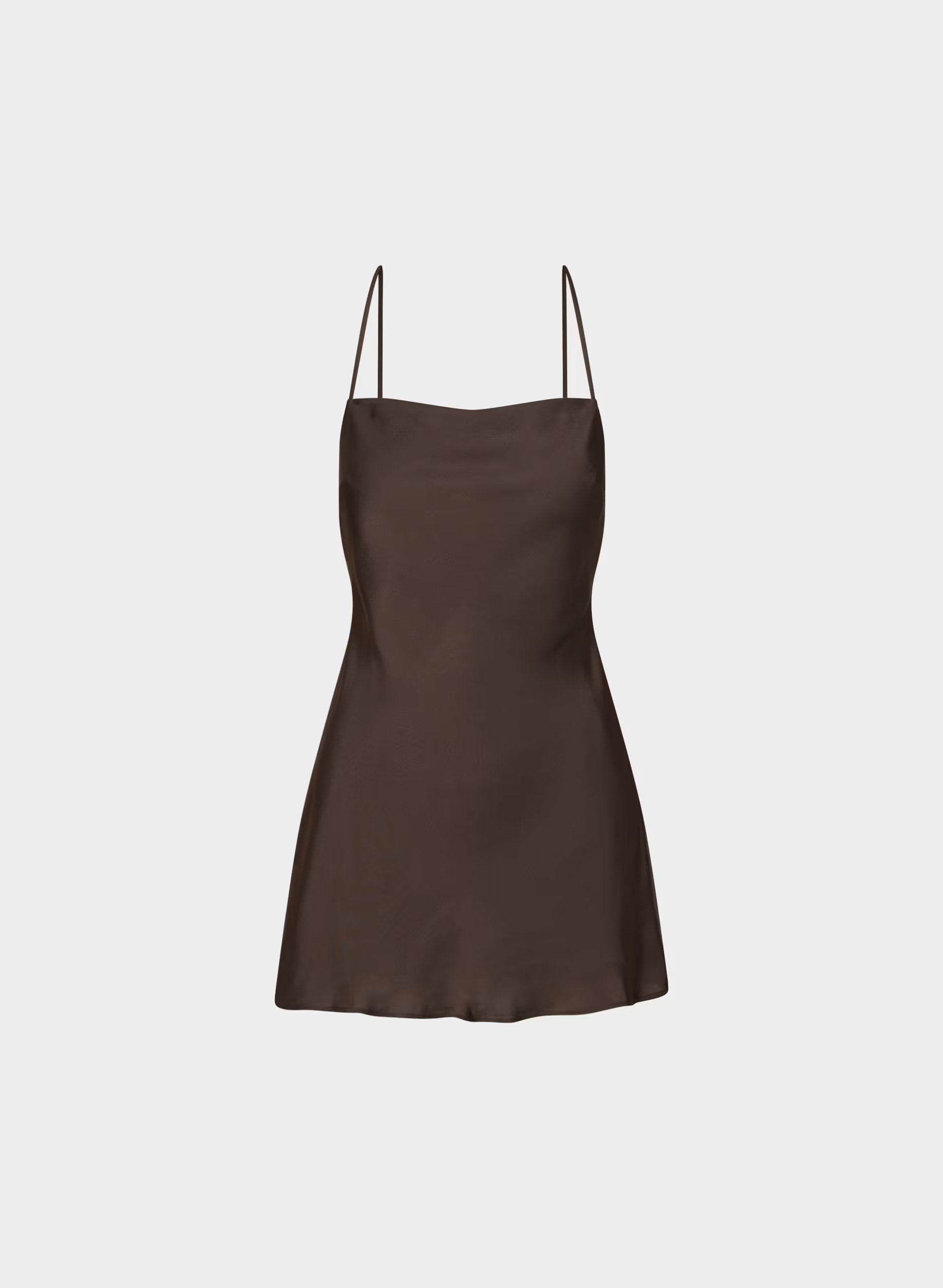 Confession Satin Dress - RICH MOCHA BROWN