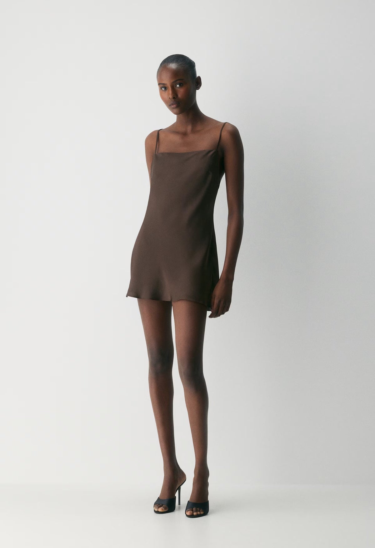 Confession Satin Dress - RICH MOCHA BROWN